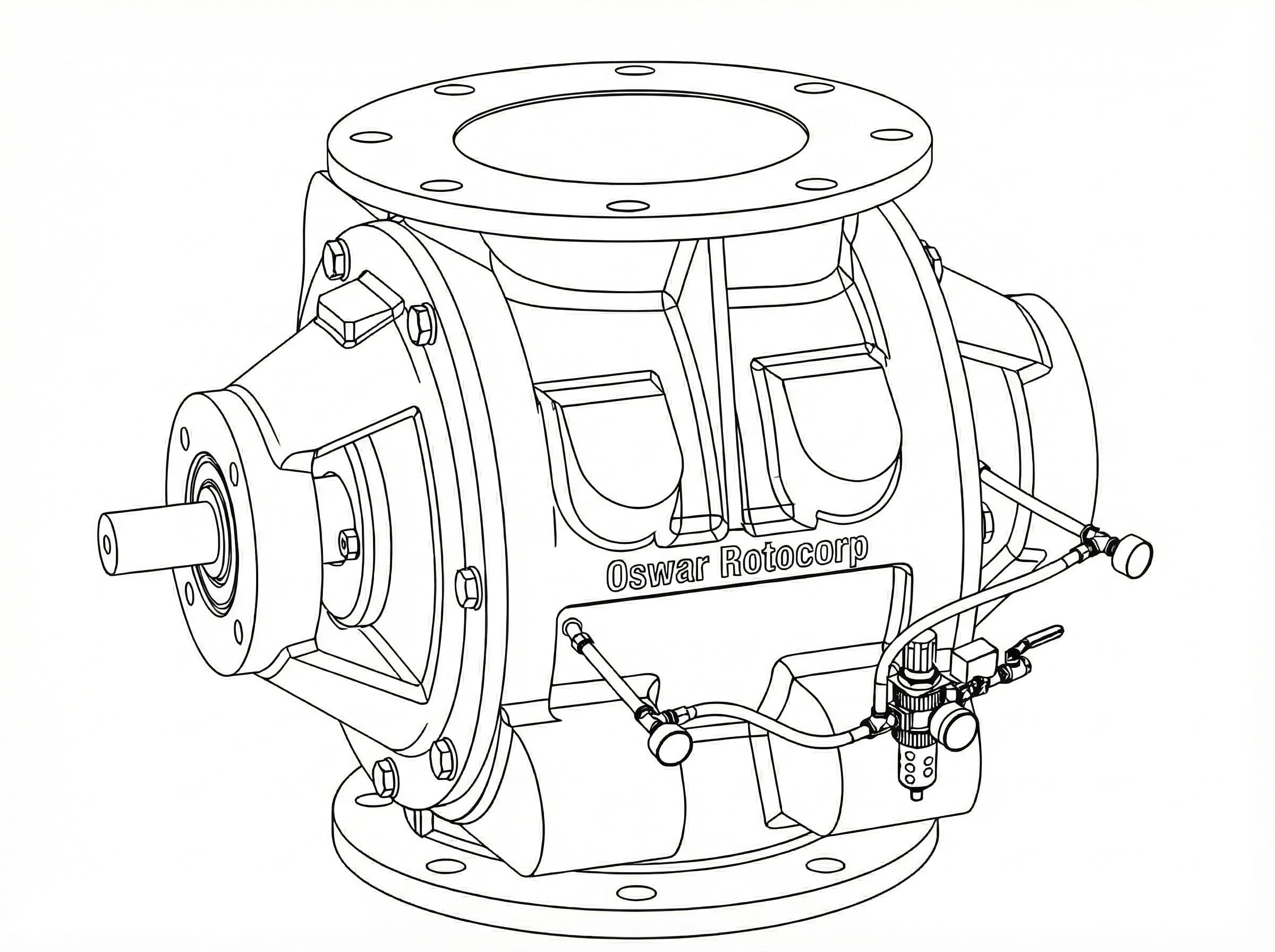 Rotary airlock valve engineering sketch